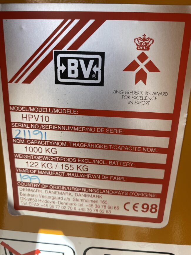 Brugte BV Sakseløfter HPV 10